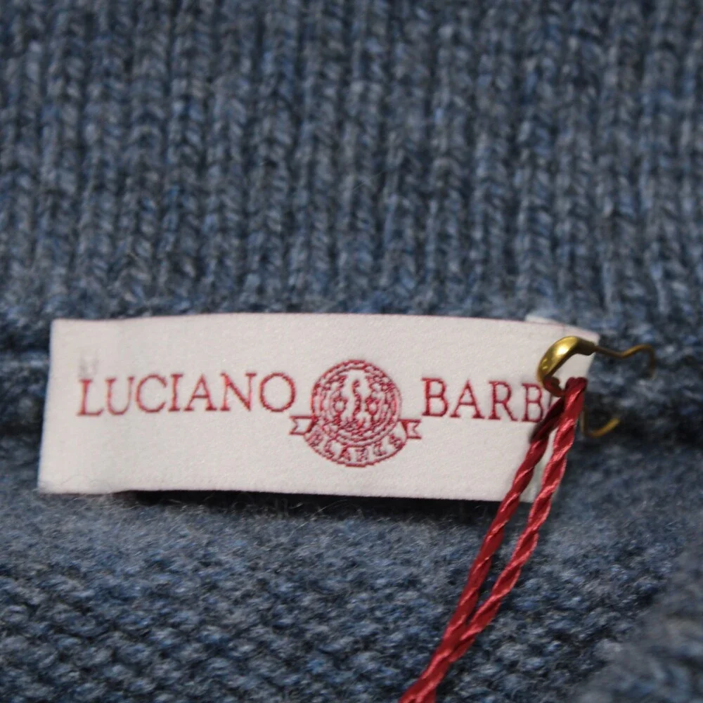 Luciano Barbera NWT Collared Knit Sweater Size 52 (US L) in Blue 100% Cashmere